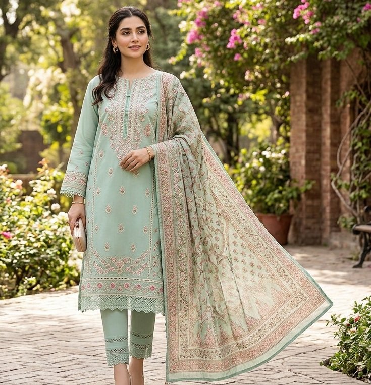 Embroidered Lawn Suit (3 pc)